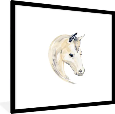 Produktbild von MuchoWow® MuchoWow® Gerahmtes Poster Pferd - Aquarell - Auge - Mädchen - Kinder - Mädchen 40x40 cm - Poster mit zchwarzem Bilderrahmen - Poster - Plakat im Rahmen