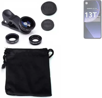 Produktbild von K-S-Trade Smartphone Kamera Linsen Set Kompatibel mit Xiaomi 13T Pro 3in1 Clip-On Kamera Adapter Macro Weitwinkel FishEye Fischauge Objektiv Linse
