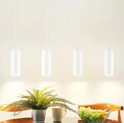 Obrázek produktu pro ZMH závěsné světlo bílé 4 plameny dřevo jídelní stůl LED závěsná lampa GU10 závěsné kovové matné závěsné světlo nastavitelná výška moderní vnitřní lampa pro jídelní stůl kuchyně obývací pokoj