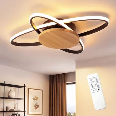 Produktbild von ZMH Deckenlampe LED Deckenleuchte Wohnzimmer 37W Schwarz Küchenlampe Dimmbar mit Fernbedienung Deckenbeleuchtung Schlafzimmerlampe für Küche Flur