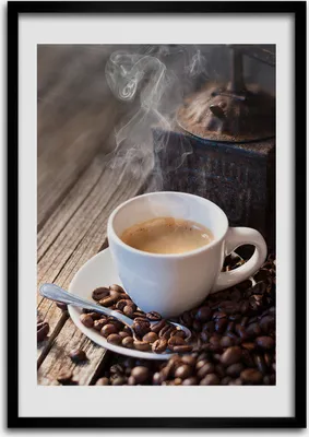 Produktbild von Bild - Bilderrahmen - 50 cm x 70 cm - MDF - Rahmen - Wandkunst Eine Tasse Kaffee
