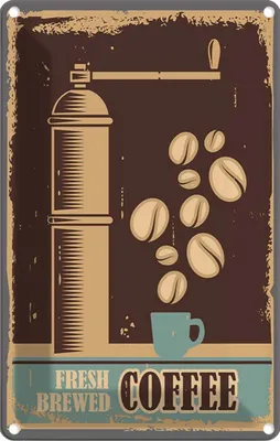 Produktbild von vianmo Blechschild 30x20 cm Kaffee Coffee fresh brewed Essen Trinken