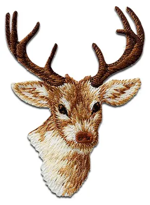 Produktbild von Mono-Quick Hirschkopf Tier - Aufnäher, Bügelbild, Aufbügler, Applikationen, Patches, Flicken, zum aufbügeln, Größe: 7 x 5,2 cm