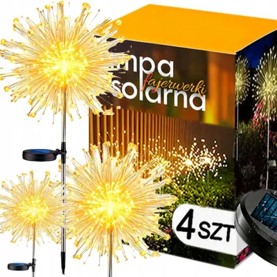 Produktbild von 4x Solar LED Gartenleuchten Baum Design Pusteblume zum Einstecken für Garten Außenbereich