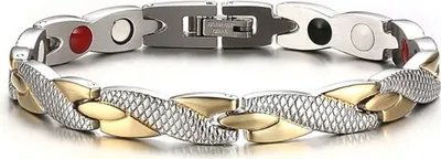Produktbild von Damen Armband Magnetarmband 4-in-1 Edelstahl Gliederarmband Autiga® silber-gold