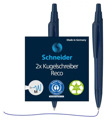 Produktbild von Schneider Reco Kugelschreiber Blau 2 Stück Nachfüllbar