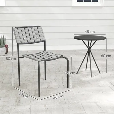Image de Ensemble de salon de jardin - 3 pièces, comprenant des chaises empilables - Ensemble de mobilier de jardin en résine tressée