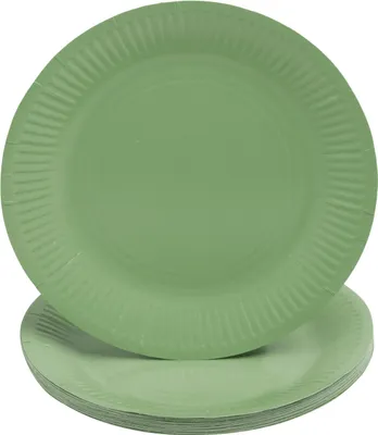 Image de Pronappe 25x 20 Assiettes en carton rondes, 23 cm Vert olive 79220I