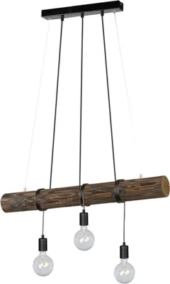 Produktbild von Hängelampe, Holz Metall, schwarz, Höhenverstellbar, 3x E27