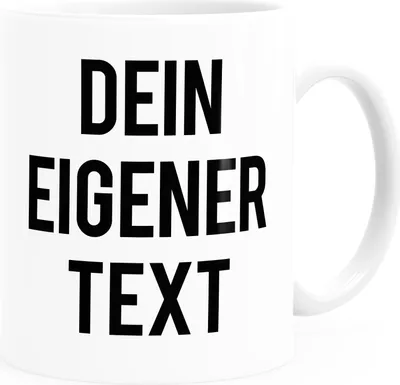 Produktbild von Kaffee-Tasse eigener Text Spruch Wunschtext personalisiert Bürotasse lustige Kaffeebecher anpassen MoonWorks® weiß Keramik-Tasse