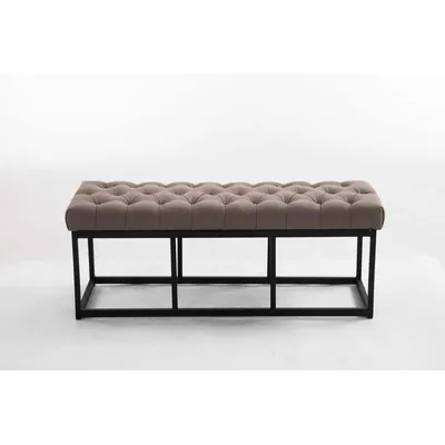 Produktbild von CLP Sitzbank Amun Stoff mit schwarzem Metallgestell taupe Größe 120 cm