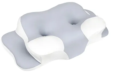 Obrázek produktu pro Polštář na podporu krční páteře z paměťové pěny, ergonomický design, pratelný potah, světle šedá barva