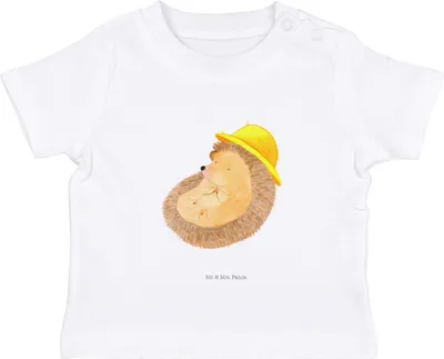 Produktbild von Mr. & Mrs. Panda Babyshirt Igel Beten 6. - 12. Monat - Weiß - Geschenk, Baumwolle Baby Shirt, Sonnenhut, Kleinkind, Genießen, , Amen, Lustige Sprüche, T-Shirt, Leben