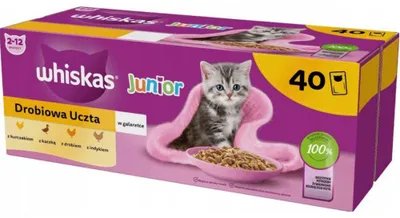 Obrázok produktu pre WHISKAS Junior Poultry v želé - mokrá mačacia strava - 40 x 85 g