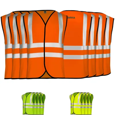 Produktbild von 4x Warnweste Sicherheitsweste Auto Sicherheitswarnweste Pannenweste, Farbe:Neon Orange, Größe:2XL
