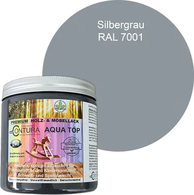 Produktbild von Contura 250ml. Möbellack Lack für Kinderspielzeug Buntlack DIN EN71/3 Buntlack Holzlack - RAL 7001 Silbergrau
