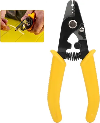 Productafbeelding van Vezeloptische striptang - Draadstripper gereedschap - Draden strippen - Ontwerp met 3 gaten - 6 inch lang - Geel