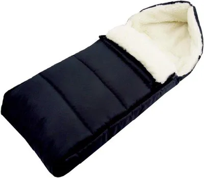 Productafbeelding van Wintervoetenzak - Knuffelzak - Kinderwagen Gebruik - Lamswol Voering - 108 cm - Zwart
