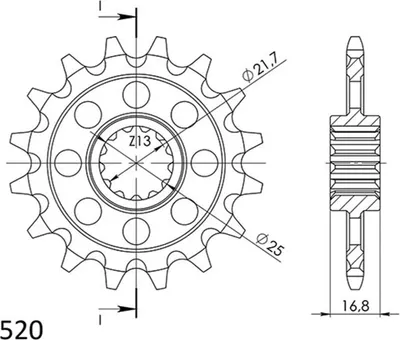 Immagine prodotto di Pignone Passo 520 - Z 17 Denti (Dis.00501)