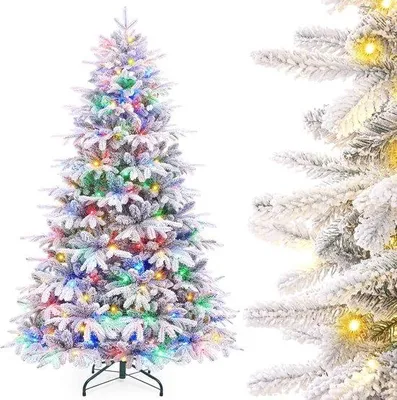 Produktbild von Weihnachtsbaum mit LED-Lampen und Schneeflocken 180cm