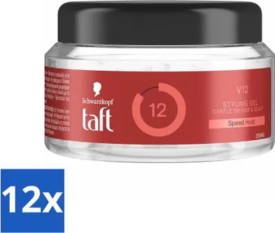 Imagen del producto de Taft - Gel de peinado V12 - Fijación súper rápida - 250 ml - Paquete económico - 12 unidades
