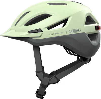 Immagine prodotto di ABUS Urban-I 4.0 ACE city helmet - casco da bici con luce posteriore ricaricabile, 4 modalità di illuminazione, visiera, apertura a codino e chiusura magnetica - per adolescenti, donne e uomini - taglia S, verde