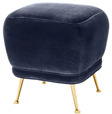 Produktbild von Casa Padrino Luxus Samt Hocker Mitternachtsblau / Messingfarben 47 x 47 x H. 47 cm - Luxus Möbel