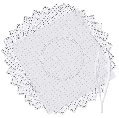 Productafbeelding van 5 mm strikparels, platen met 9 stuks. Vierkante strikparel-templates. Kunststof strikparel-schablonen met strikpapier, pincet. Transparante strikparels
