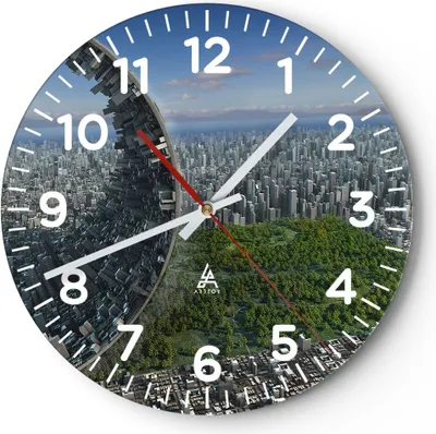Produktbild von Wanduhr - Rund - Glasuhr - Baum Park Abstraktion Stadt - 30x30cm - Schleichendes Uhrwerk - Lautlos - zum Aufhängen bereit - Dekoration Modern - Wanddekoration aus Glas - C4AR30x30-2506