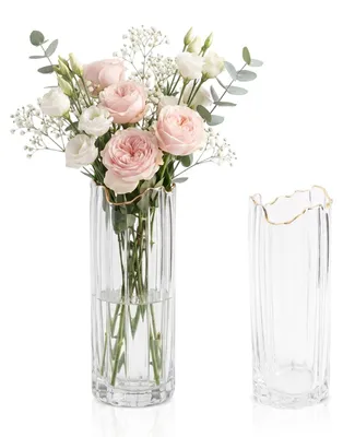 Image de Vase en verre texturé moderne, de 31 cm, pour fleurs