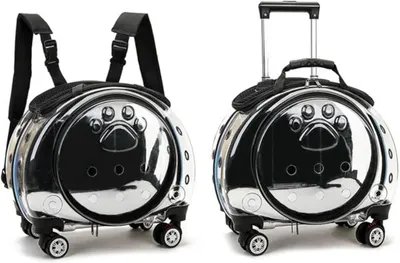Productafbeelding van Dieren Trolley - Draagbare Tas - Reizen met Huisdier - Volledig Transparant - 43 x 30 x 40 cm - Zwart