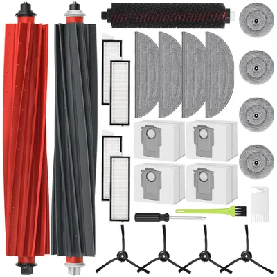 Zubehörset für Roborock S8 MaxV Ultra, 4 Staubbeutel, 2 Hauptbürsten, 4 Filter