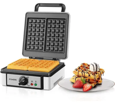 Zdjęcie produktu dla Gofrownica podwójna - Gofry belgijskie - Powłoka antyprzywierająca - 1200 W - 5 poziomów wypieku