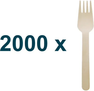 A single wooden fork is shown next to the text '2000 x'.