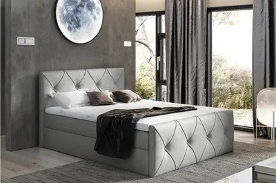Produktbild von Kontinentales Bett 120x200 CARMEN LUX – grau 2 + Gratis-Topper