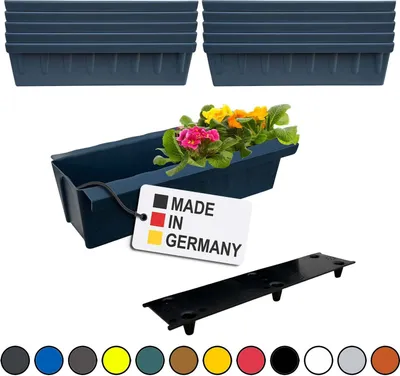 Produktbild von BURI 10 Euro-Paletten Blumenkästen-Einsätze inkl. Bewässerungsmatte | mit Hängesystem zum Einhängen | 37,3cm Anthrazit | Pflanzkasten für Europalette Palette | Balkonkasten | Blumentopf | stabil