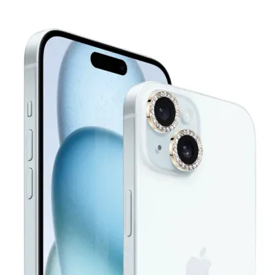 Immagine prodotto di Vetro della lente di protezione della fotocamera per Apple iPhone 15 oro scintillante + set di pulizia