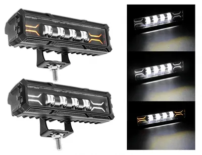 Immagine prodotto di Faro LED 7D da 17 cm, barra LED, luce alogena bianca + luce di posizione bianco-gialla, 12 V - 24 V, per ATV, SUF, Jeep, fuoristrada 4x4