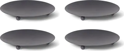 Produktbild von Novaliv 4x Kerzenständer 3 Füße SCHWARZ 7,5cm Kerzenteller Kerzenhalter Dekoteller rund Tischdekoration für Stumpenkerzen Teelichter Kerzenpin Metall Weihnachten Adventskranzkerzenhalter
