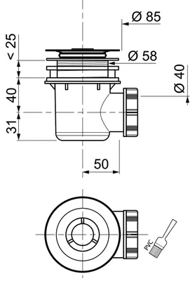 Obrázek produktu pro Odtok sprchy s vířivým proudem 60 mm – Wirquin