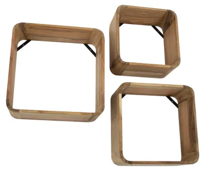 Produktbild von FURNLUX Wandregal Regal Akazie 40cm (3 St.) / Hauptfarbe: Braun / Abmessungen: 40 x 40 x 15 cm