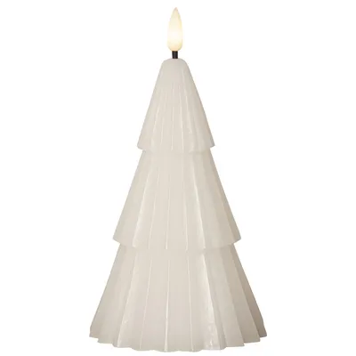 Produktbild von Echtwachskerze Flamme Grany Tannenbaum mit Batterie + Timer weiß 12cm