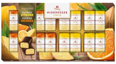 Image de Niederegger Pâte d'amandes classique Duo gingembre-orange et citron 200g