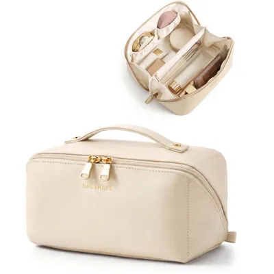 Produktbild von Kosmetiktasche Damen aus Kunstleder – Reise Make-up Tasche Schwarz