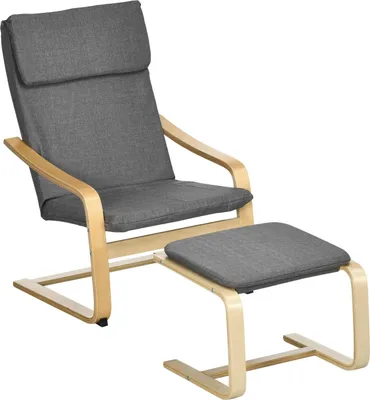 Obrázek produktu pro Relaxační Křeslo S Podnožkou Ušák S Taburetem, Područka, Plátěný Potah, Šedá