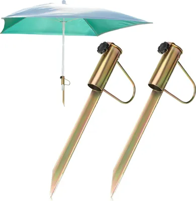 Produktbild von com-four® 2x Sonnenschirmhalter aus Stahl - Bodenhülse für den Garten - Rasendorn für Sonnenschirme - Schirmständer mit Handgriff - Stockdurchmesser von ca. 30 - 42 mm