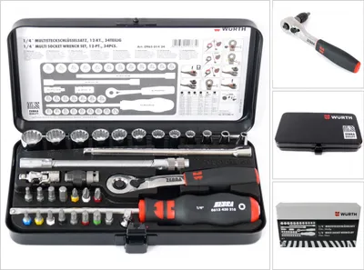 Obrázok produktu pre Würth 1/4" ZEBRA Sada nástrčných kľúčov / sada 34 ks ( 0965 014 34 )