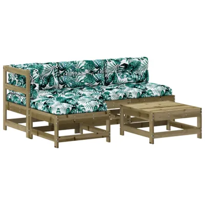 Produktbild von 5-tlg. Garten-Lounge-Set mit Kissen Imprägniertes Kiefernholz