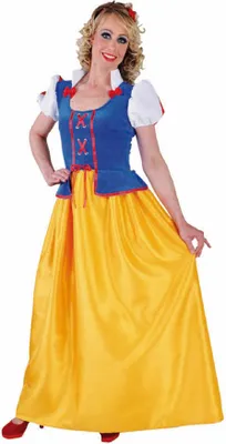 Produktbild von M214167-S gelb-blau Damen Schneewittchenkleid lang Prinzessin Gr.S