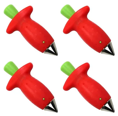 Immagine prodotto di Decespitatore per fragole - ABS e acciaio inossidabile - 4 pezzi - Utensile da cucina